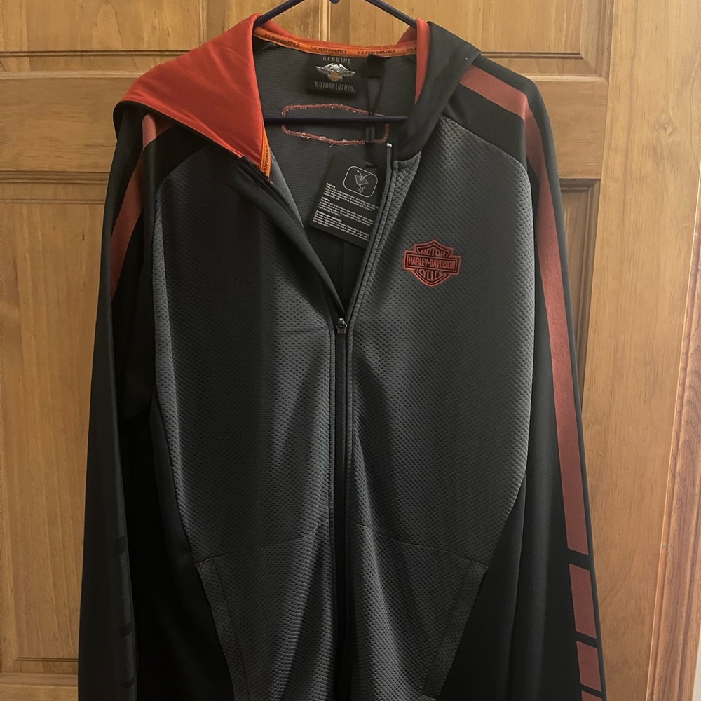 Harley-Davidson Men's Black and Red Zip Hoodie